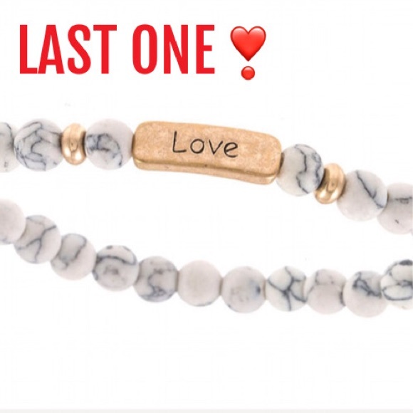 sunsparkles Jewelry - White “Love” etched beaded bracelet